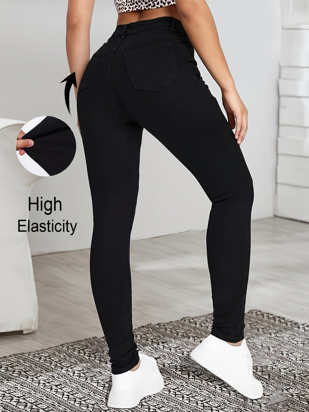 High-Waist Black Skinny Jeans in Black — VerolynBoutique