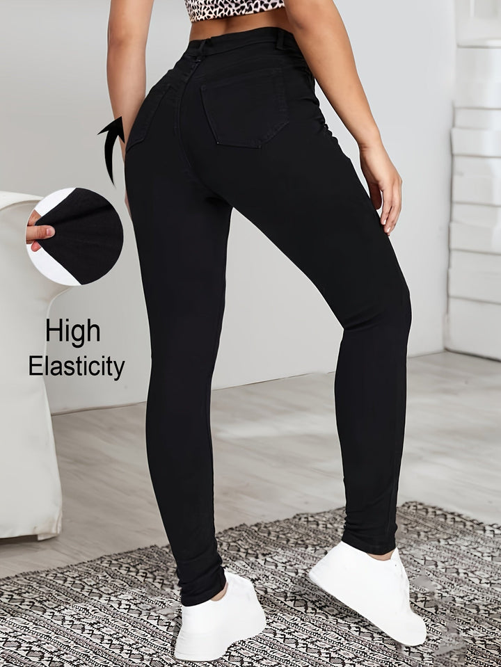 High-Waist Black Skinny Jeans in Black — VerolynBoutique