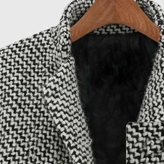 Houndstooth Longline Coat in Grey — VerolynBoutique