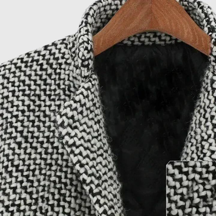 Houndstooth Longline Coat in Grey — VerolynBoutique