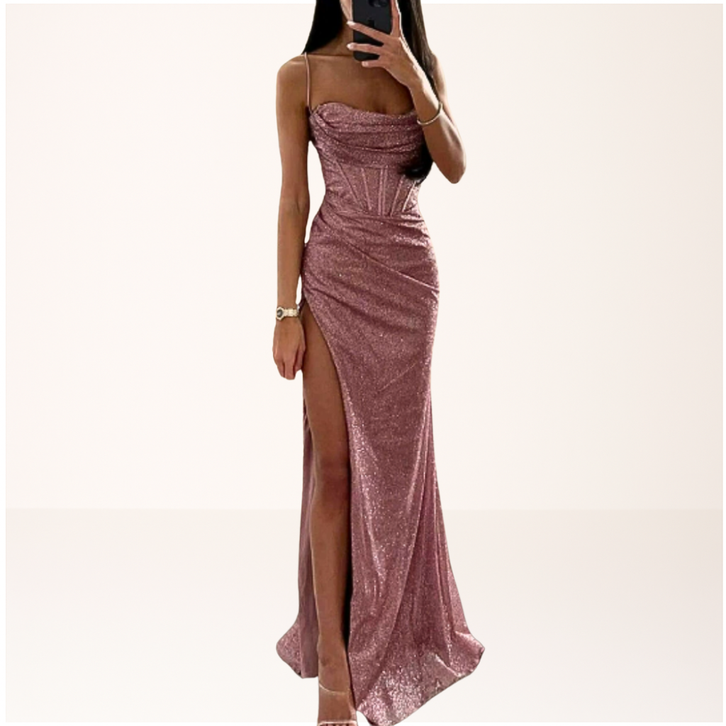 Sequin Slit Maxi Dress in Pink — VerolynBoutique
