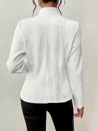 Cable Texture Fitted Blazer in Black — VerolynBoutique