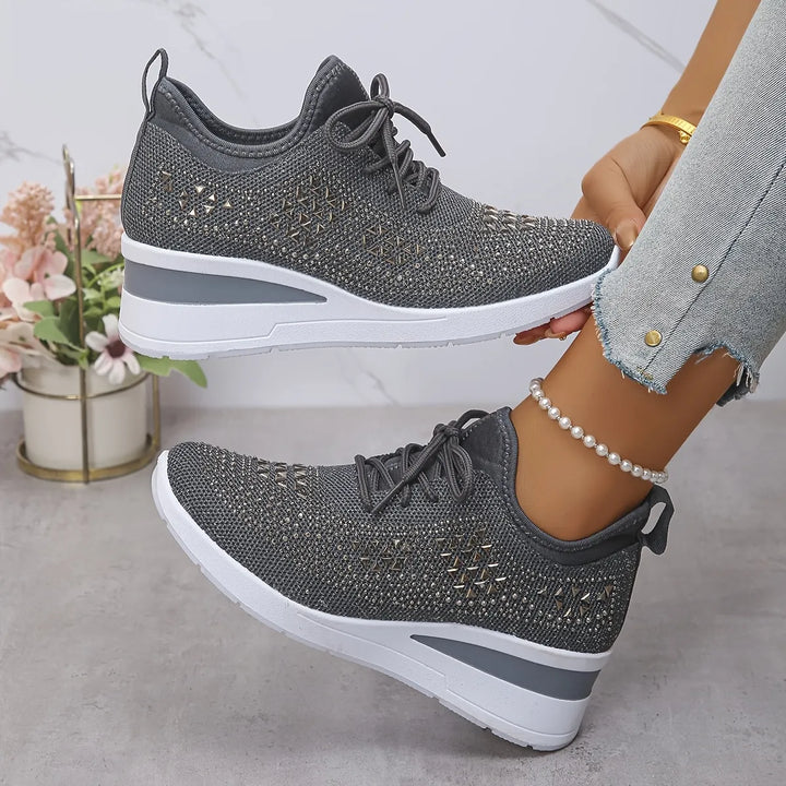 Crystal Knit Trainers in Grey — VerolynBoutique