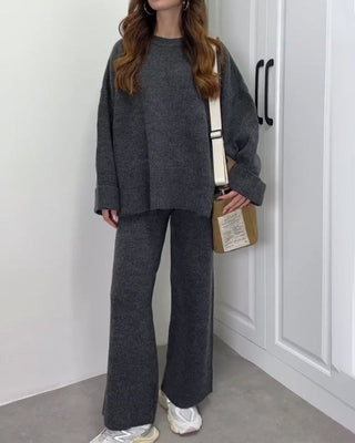 Crew Neck Knit Lounge Set in Khaki — VerolynBoutique