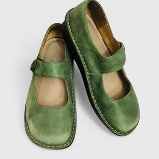 Cushioned Touch-Fasten Mary Janes in Green — VerolynBoutique