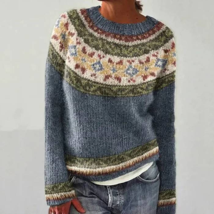 Verolyn denim blue floral yoke jumper