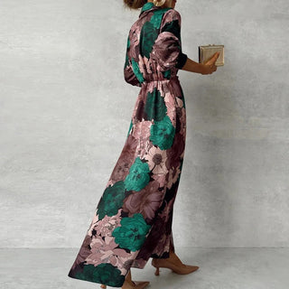 Floral Belted Maxi Dress in Green — VerolynBoutique