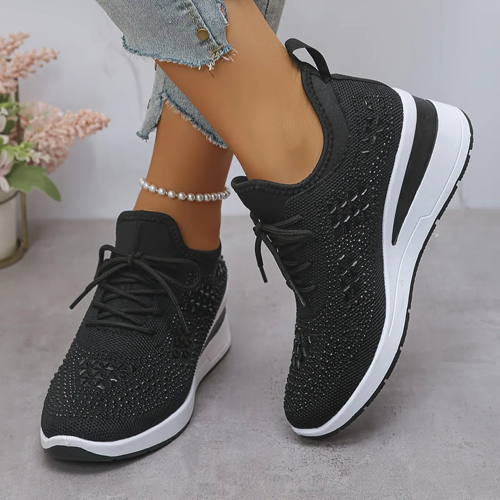 Crystal Knit Trainers in Black — VerolynBoutique