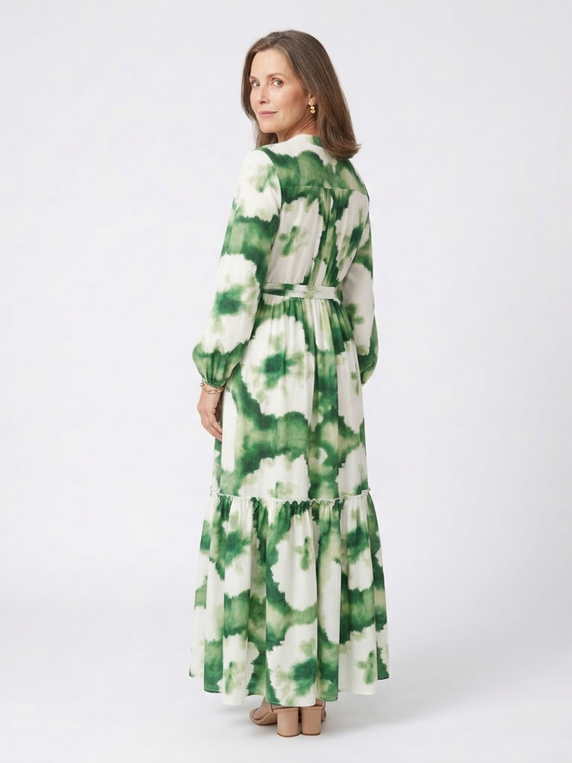 Long Sleeve Tiered Maxi Dress in Multicolour — VerolynBoutique