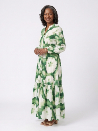 Long Sleeve Tiered Maxi Dress in Multicolour — VerolynBoutique