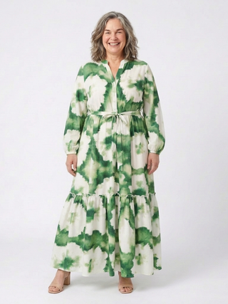 Long Sleeve Tiered Maxi Dress in Multicolour — VerolynBoutique