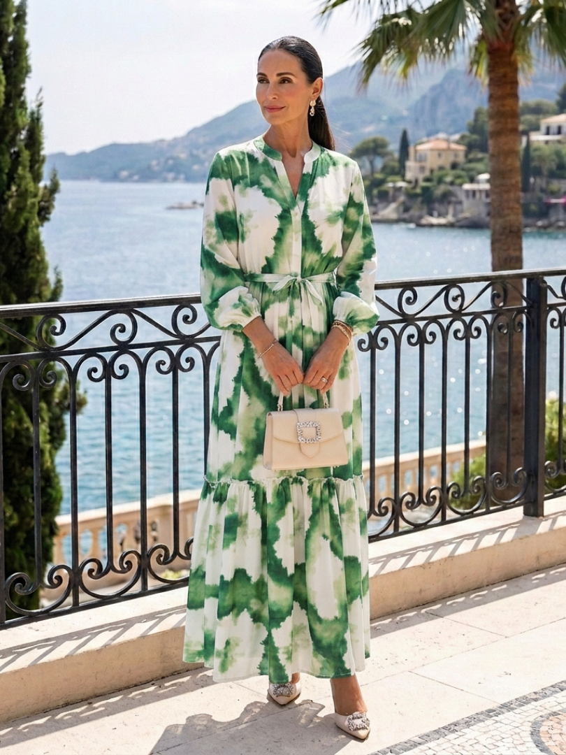 Long Sleeve Tiered Maxi Dress in Multicolour — VerolynBoutique