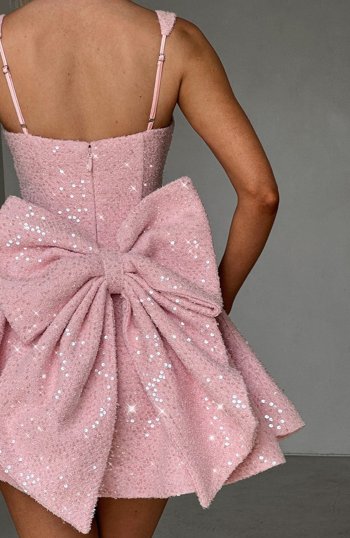 Verolyn - Sparkle Bow Mini Dress