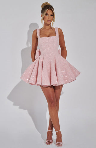 Verolyn - Sparkle Bow Mini Dress