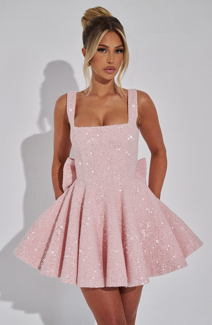 Verolyn - Sparkle Bow Mini Dress