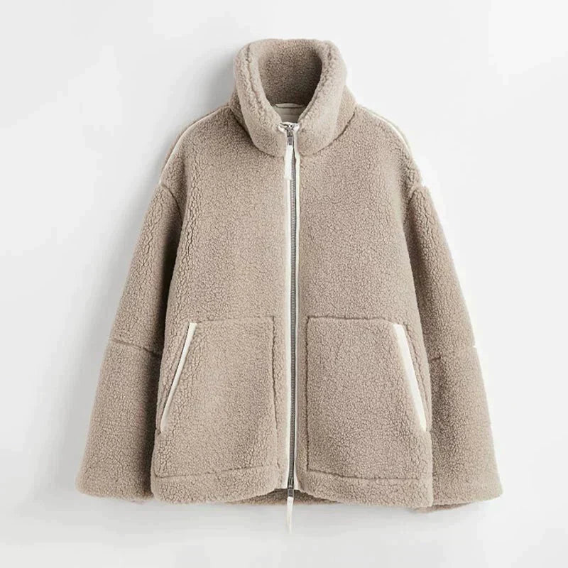 Oversized Teddy Jacket in Coffee Brown — VerolynBoutique