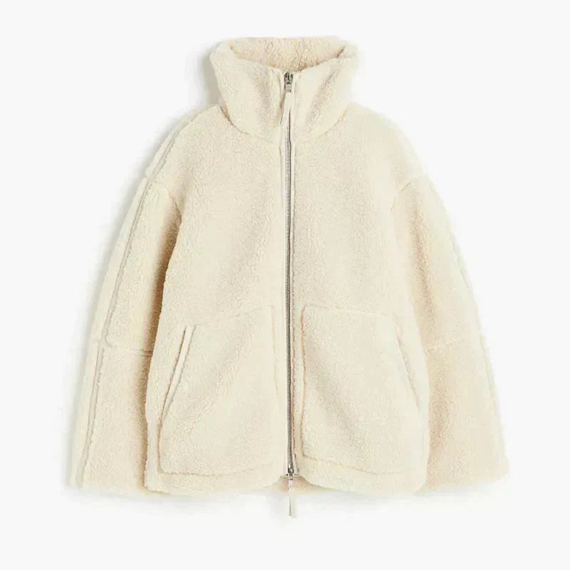 Oversized Teddy Jacket in Beige — VerolynBoutique