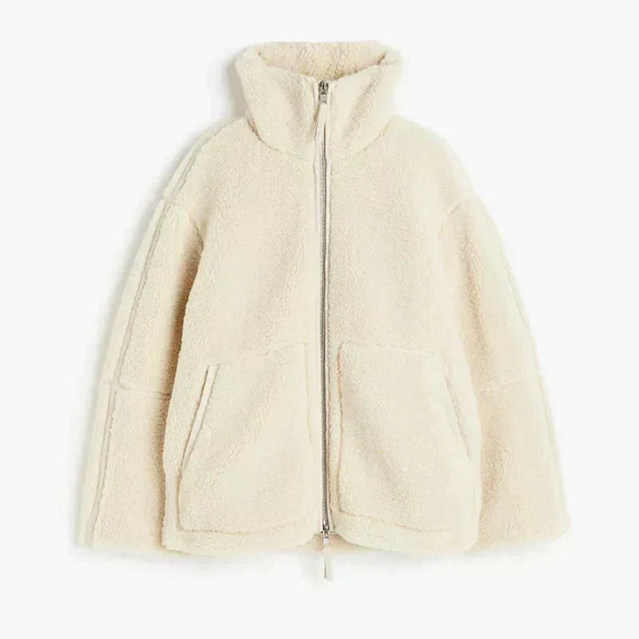 Oversized Teddy Jacket in Beige — VerolynBoutique