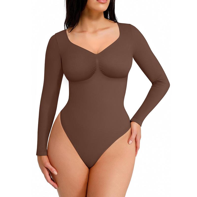 Verolyn - Seamless Long Sleeve Thong Bodysuit