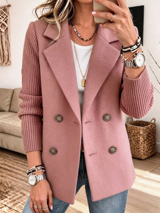 Verolyn peak lapel knit sleeve blazer in pink