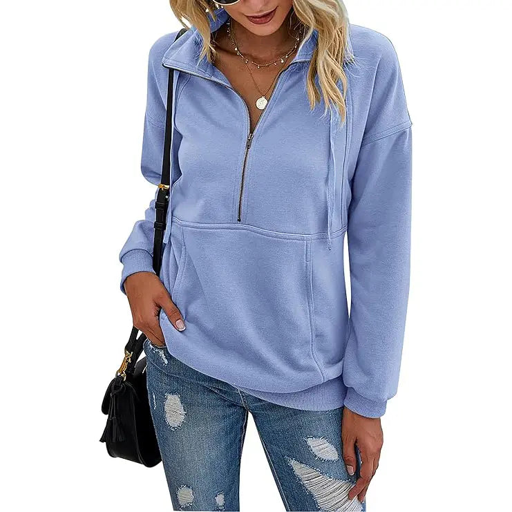 Verolyn - Lapel Zip-Up Sweatshirt