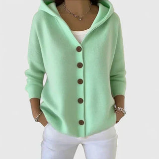 Hooded Button-Front Cardigan in Green — VerolynBoutique