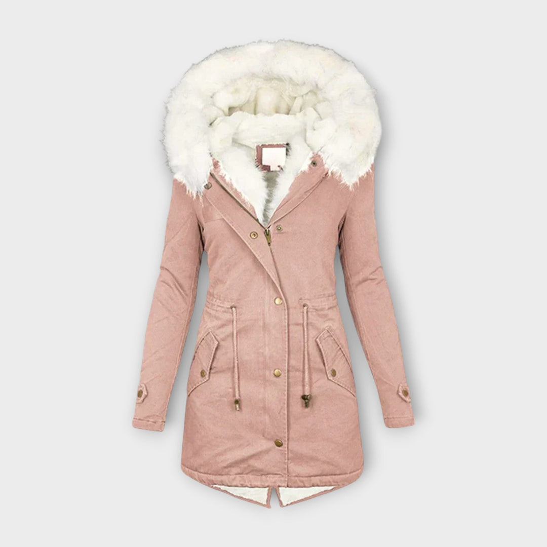 Faux Fur Trim Waterproof Parka in Pink — VerolynBoutique