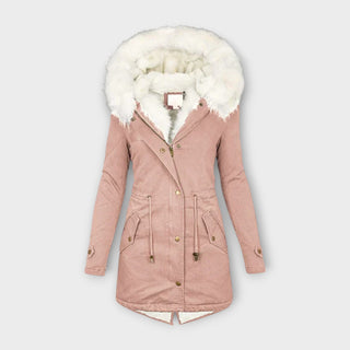 Faux Fur Trim Waterproof Parka in Pink — VerolynBoutique