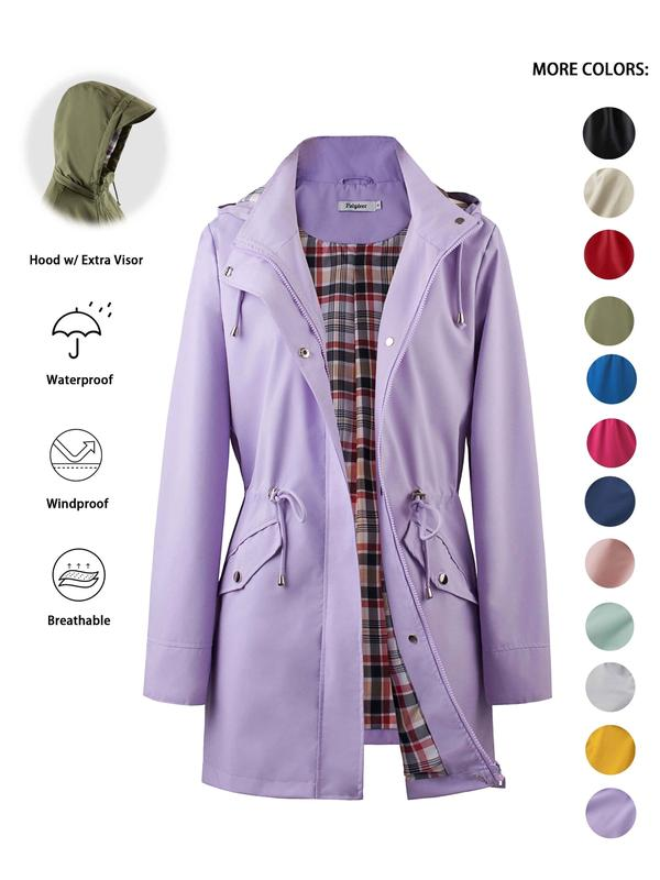 Verolyn drawstring waist waterproof rain jacket in purple