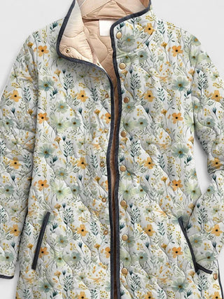 Cream Wildflower Quilted Jacket in Multicolour — VerolynBoutique