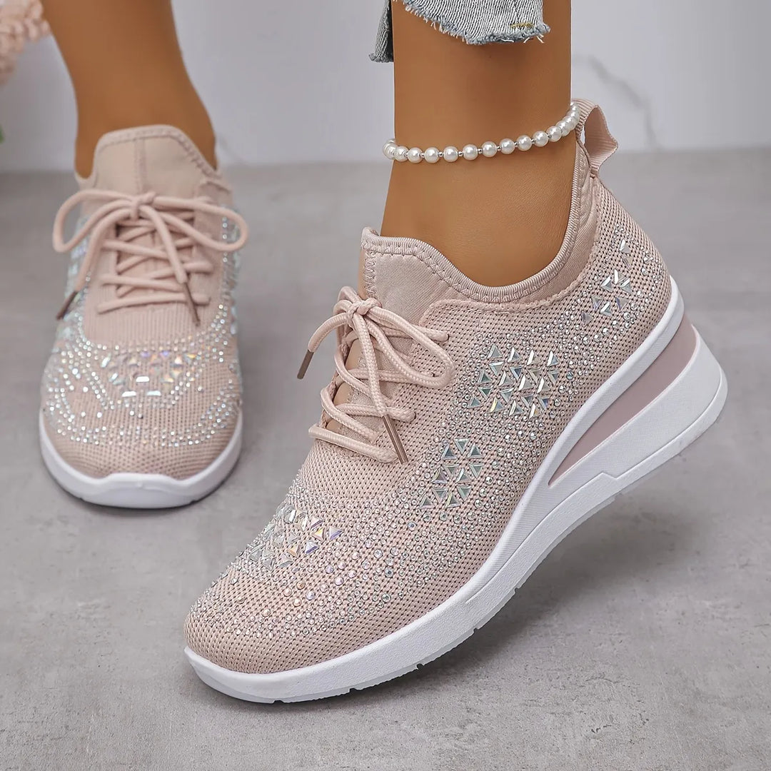Crystal Knit Trainers in Pink — VerolynBoutique