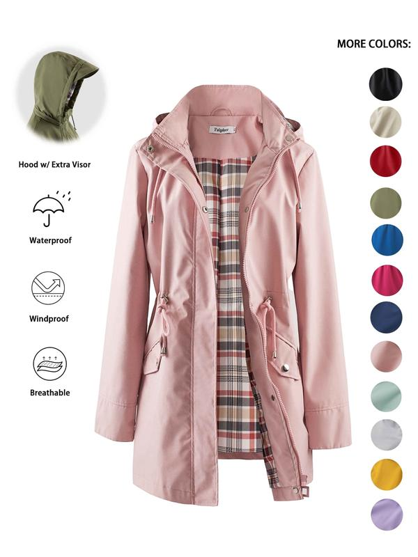 Verolyn drawstring waist waterproof rain jacket in pink