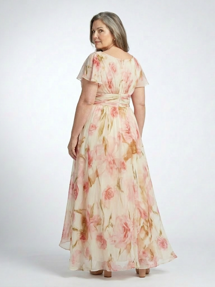 Short Sleeve Floral Maxi Dress in Pink — VerolynBoutique