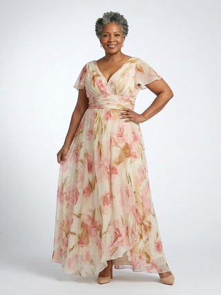 Short Sleeve Floral Maxi Dress in Pink — VerolynBoutique