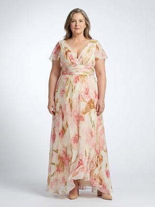 Short Sleeve Floral Maxi Dress in Pink — VerolynBoutique