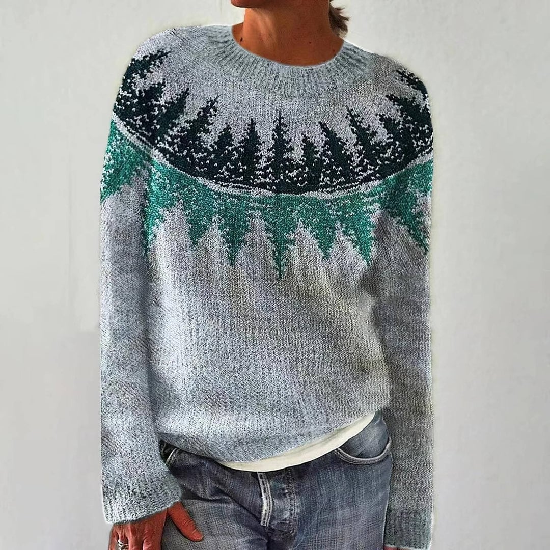 Verolyn evergreen yoke knit jumper in grey