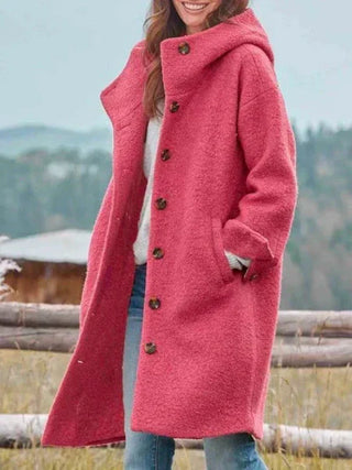 Textured Hooded Longline Coat in Pink — VerolynBoutique