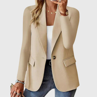 Wrinkle-Resistant Tailored Blazer in Beige — VerolynBoutique