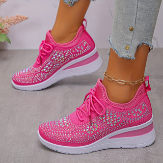 Crystal Knit Trainers in Rose Red — VerolynBoutique