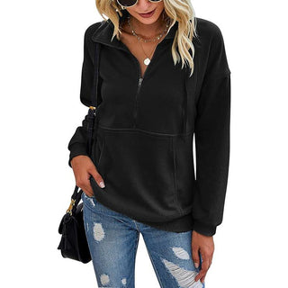 Verolyn - Lapel Zip-Up Sweatshirt
