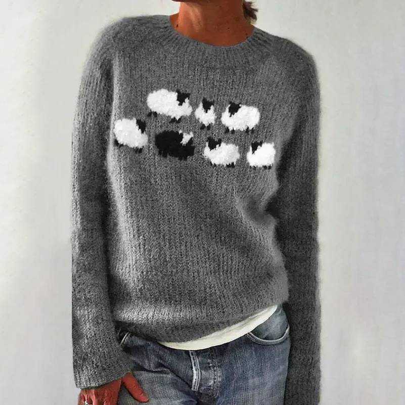 Verolyn flock of sheep knit jumper in grey
