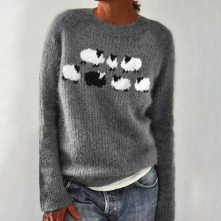 Verolyn flock of sheep knit jumper in grey