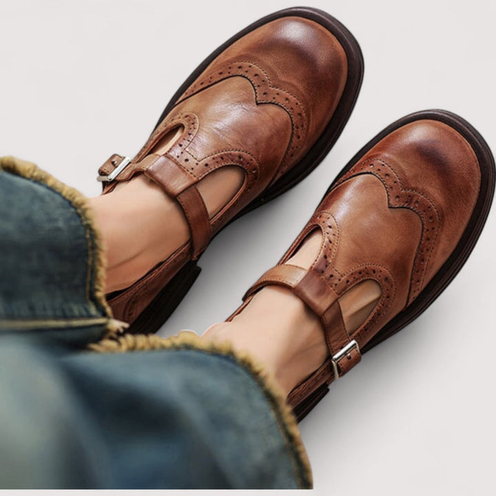 Buckle Mary Jane Shoes in Brown — VerolynBoutique