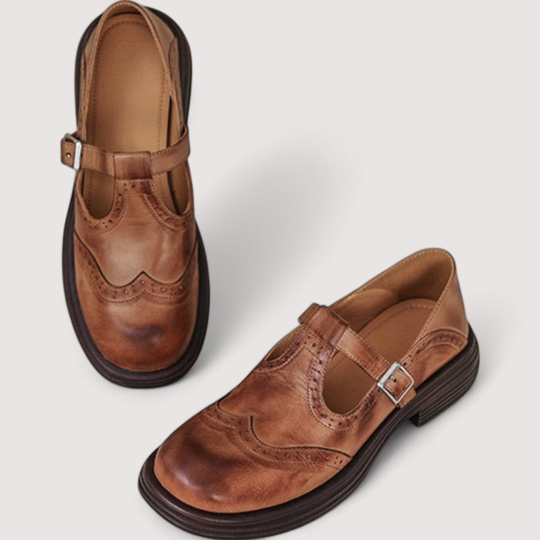 Buckle Mary Jane Shoes in Brown — VerolynBoutique