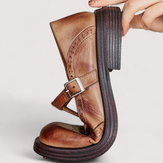 Buckle Mary Jane Shoes in Brown — VerolynBoutique