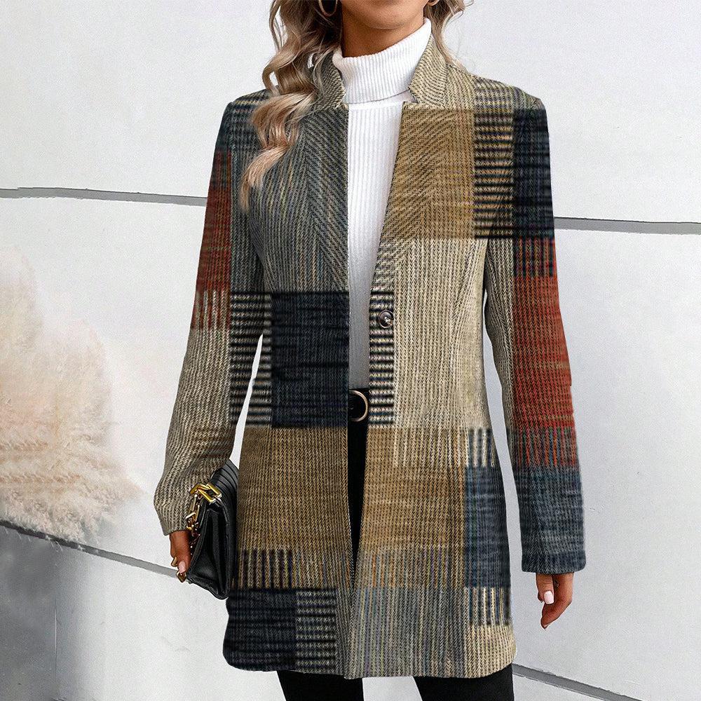 Patchwork Print Longline Blazer in Multicolour — VerolynBoutique