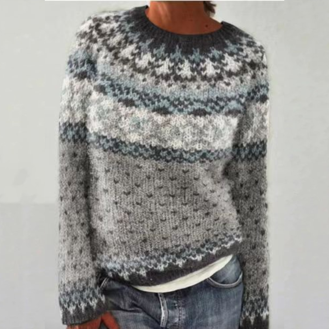Verolyn grey snowflake band nordic jumper