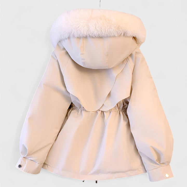 Cinched Waist Hooded Winter Jacket in White — VerolynBoutique