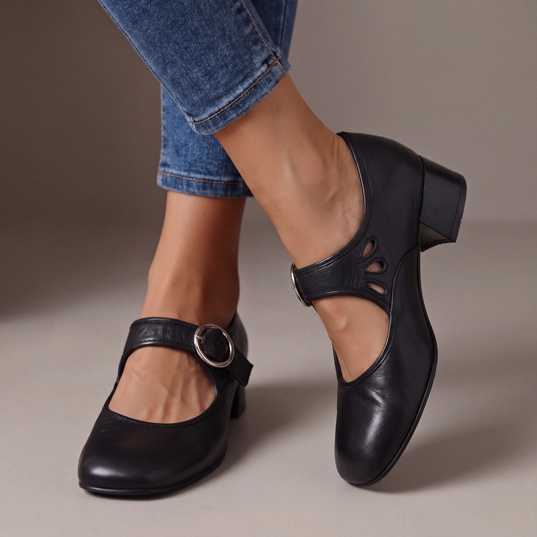 Verolyn cutout leather mary janes in black