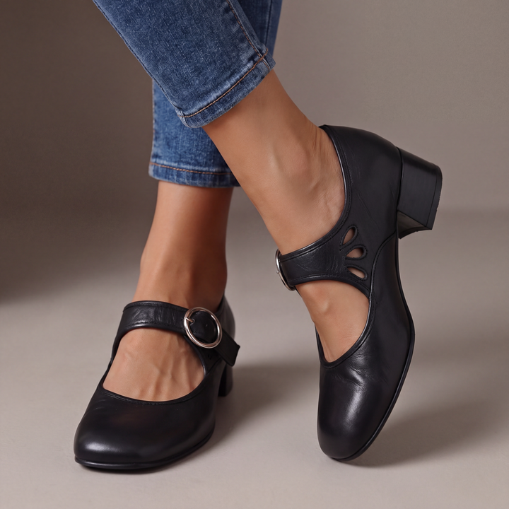 Verolyn cutout leather mary janes in black